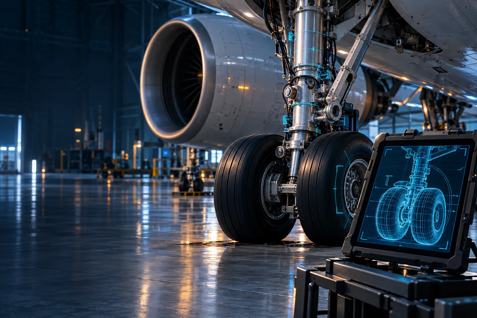 Aviation equipment with a training device showing its 3D model