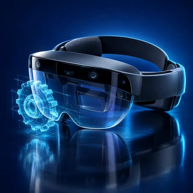 A mixed reality headset with a holographic overlay