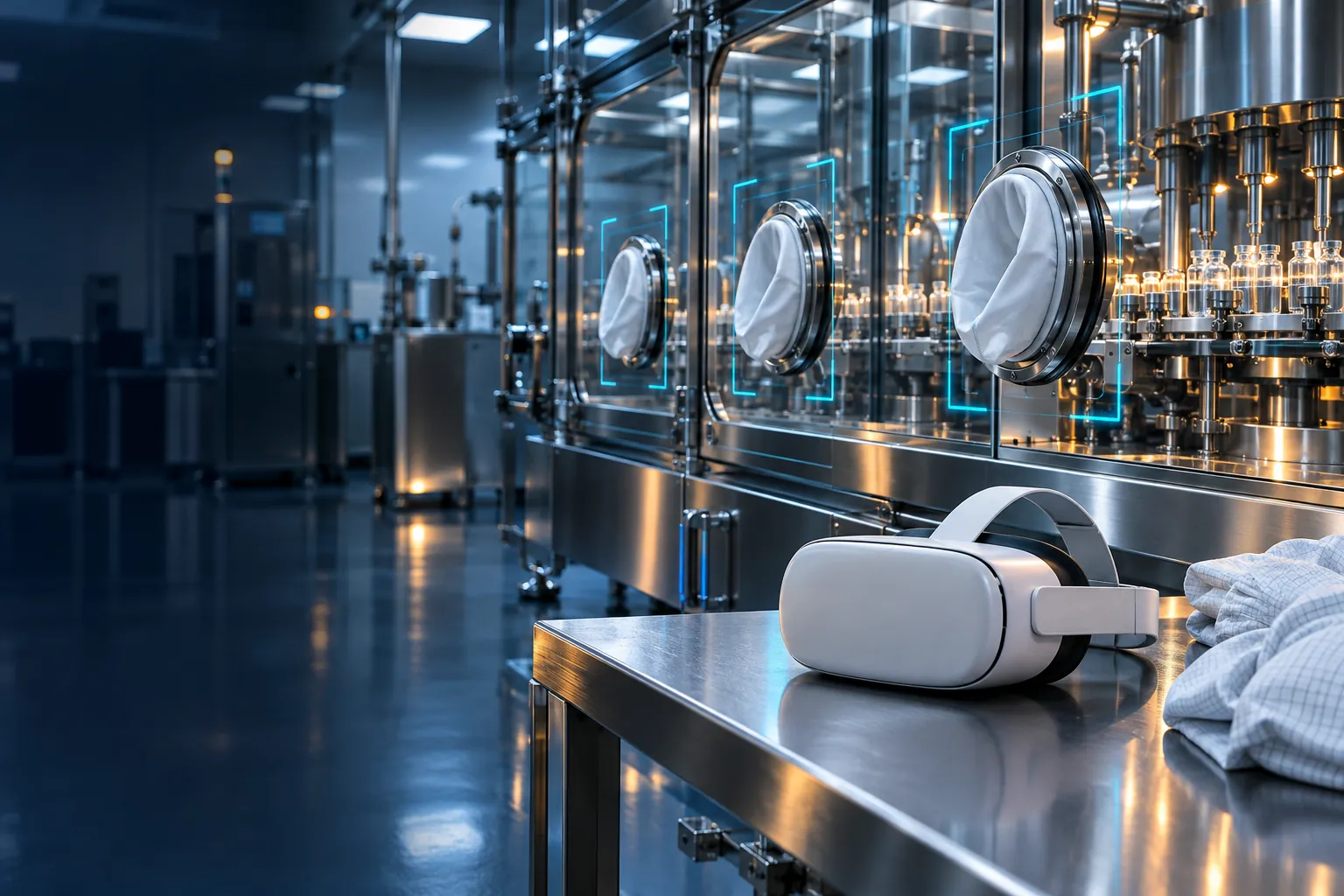 Pharma equipment with a training device showing its 3D model
